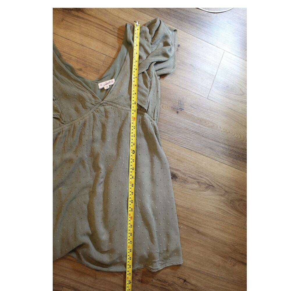 Magnolia Sage Green Swiss Dot Flutter Sleeve Mini Dress Women’s Medium - Picture 6 of 7